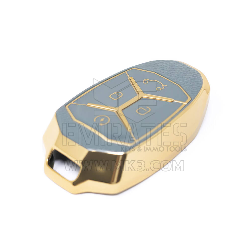 Nuova cover in pelle dorata aftermarket Nano di alta qualità per chiave remota Lynk & Co 4 pulsanti colore grigio LC-A13J | Chiavi degli Emirati