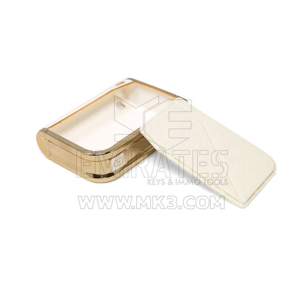 New Aftermarket Nano High Quality Gold Leather Cover For Lynk & Co Remote Key 3 Buttons White Color LC-B13J | Emirates Keys