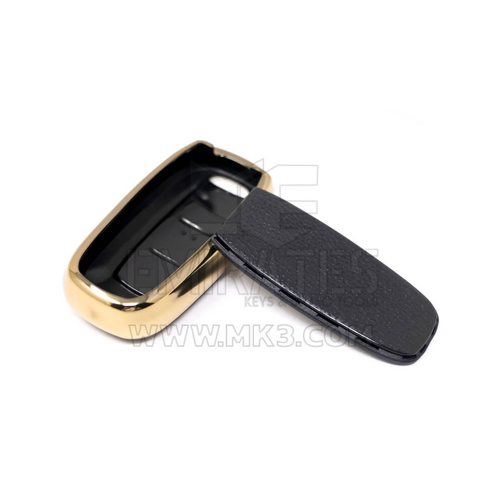 New Aftermarket Nano High Quality Gold Leather Cover For Venucia Remote Key 3 Buttons Black Color VNC-A13J | Emirates Keys
