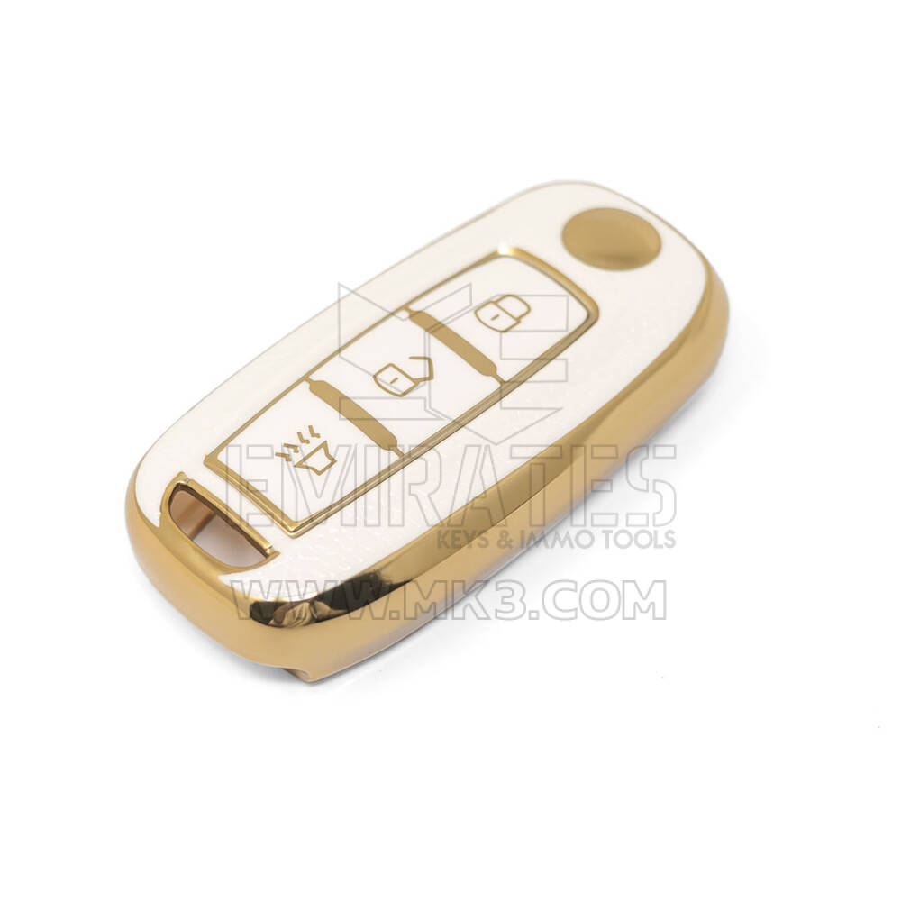 Nuova cover in pelle dorata aftermarket Nano di alta qualità per chiave remota Venucia 3 pulsanti colore bianco VNC-A13J | Chiavi degli Emirati