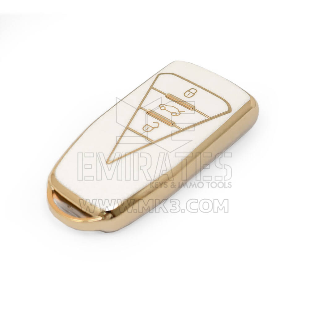 Nuova cover in pelle dorata aftermarket Nano di alta qualità per chiave remota Venucia 3 pulsanti colore bianco VNC-B13J | Chiavi degli Emirati