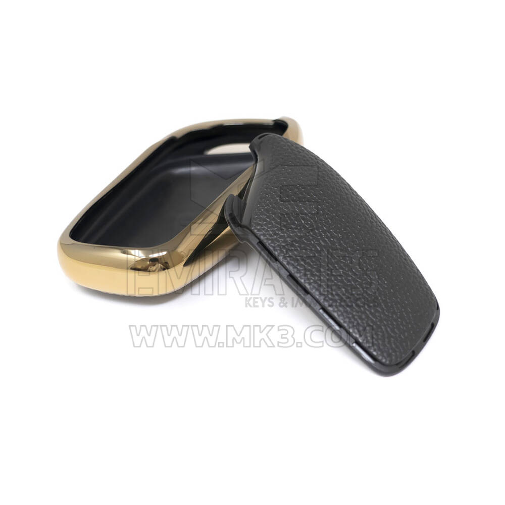 New Aftermarket Nano High Quality Gold Leather Cover For Roewe Remote Key 3 Buttons Black Color RW-B13J | Emirates Keys
