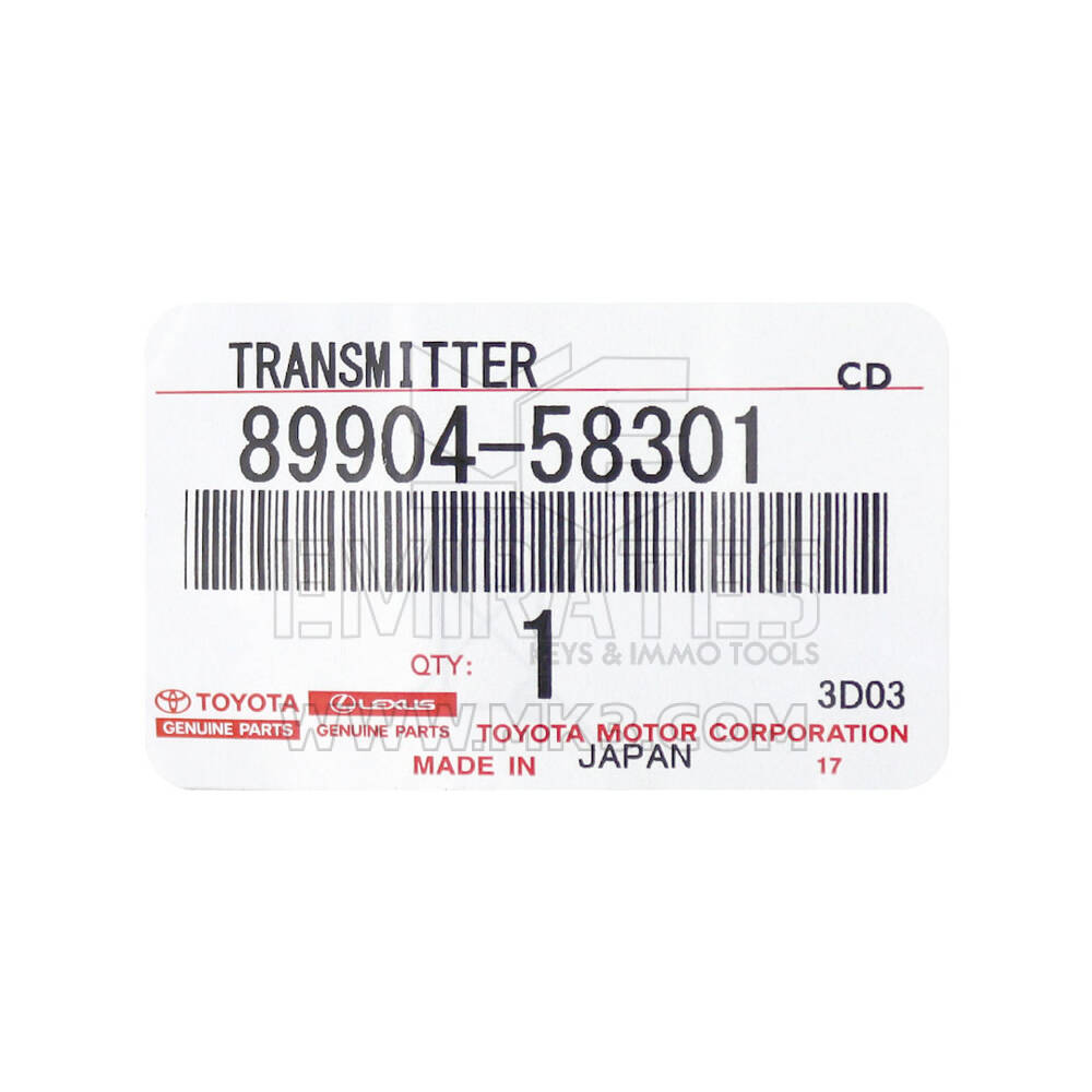 Nuevo Toyota Alphard 2009-2012 Genuine Smart Remote Key 5 Botones 433MHz Número de pieza OEM: 89904-58301 / 8990458301 - FCC ID: BK1EW | Claves de los Emiratos