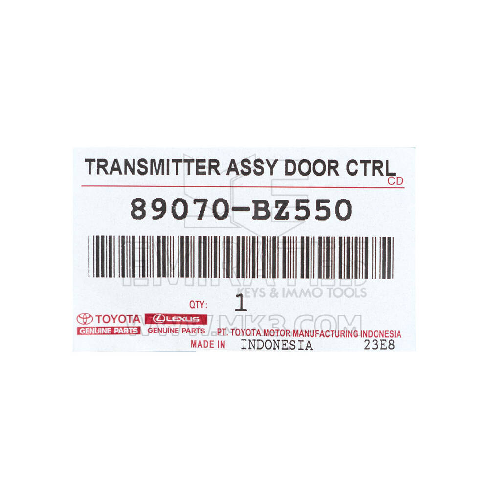 Yeni Toyota Yaris 2023 Orijinal / OEM Uzaktan Anahtar 3 Düğmeli 433 MHz OEM Parça Numarası: 89070-BZ550 / 89070-BZ551 | Emirates Keys