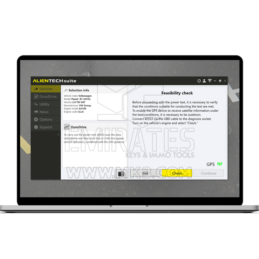 Alientech - KESS3MKW0 - Attivazione DynoDrive Per KESS3 Master/Slave/Hardware Progettato Per Calcolare E Verificare Le Prestazioni Di Un Veicolo Durante La Guida | Chiavi degli Emirati