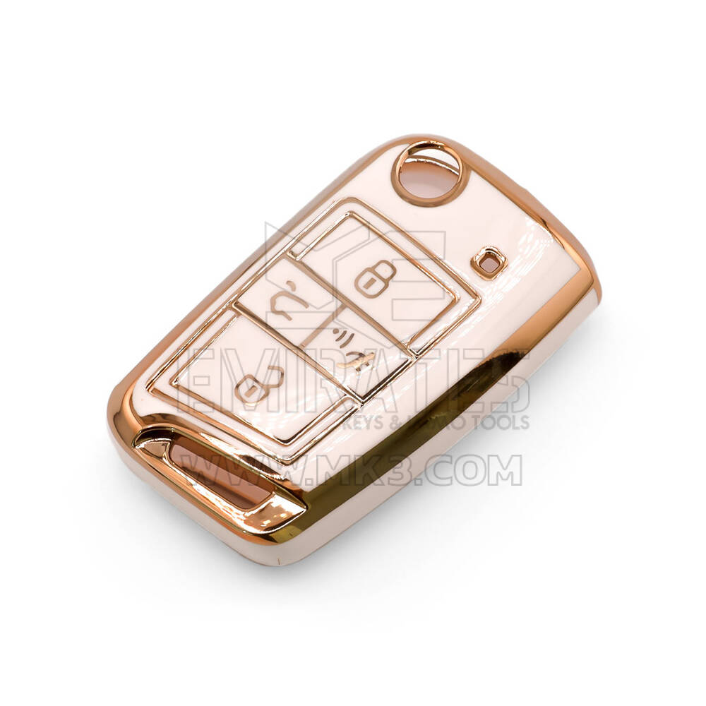 Nuova cover aftermarket nano di alta qualità per chiave telecomando Volkswagen a 4 pulsanti, colore bianco VW-B11J4 | Emirates Keys