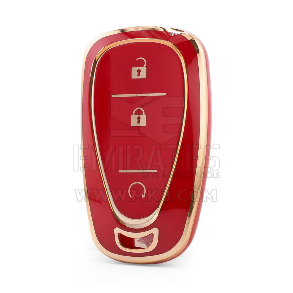 Nano High Quality Cover For Chevrolet Remote Key 3 Button Red Color CRL-B11J3A