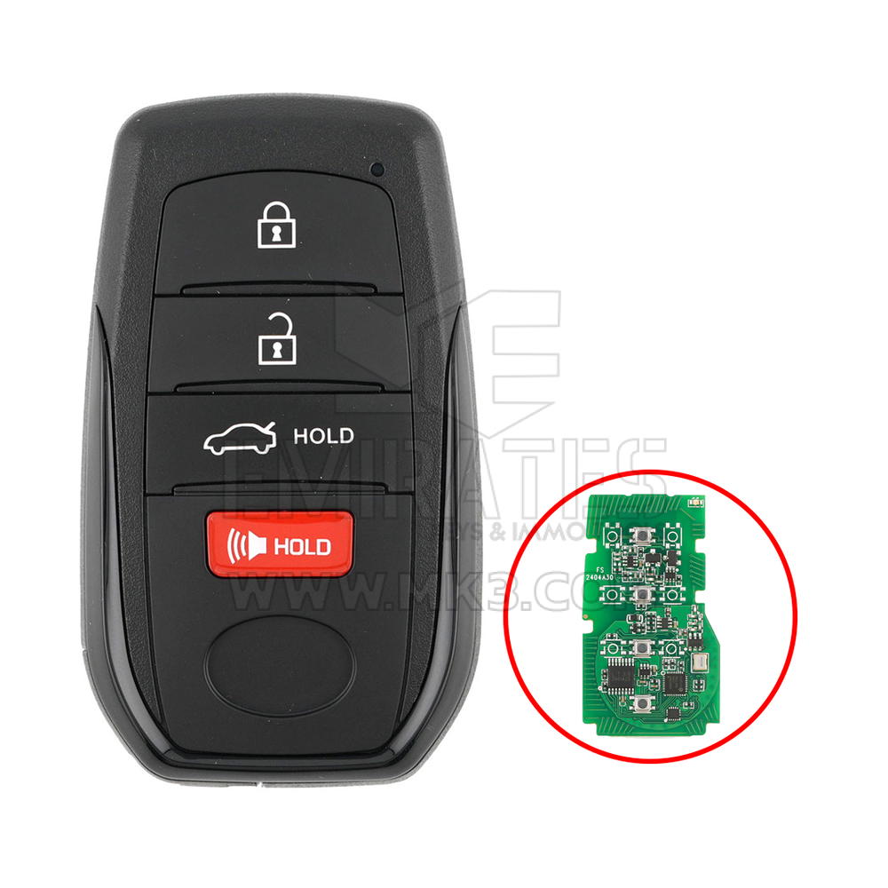 Guscio chiave telecomando intelligente Toyota Corolla 2023 3+1 pulsanti lati neri tipo BA