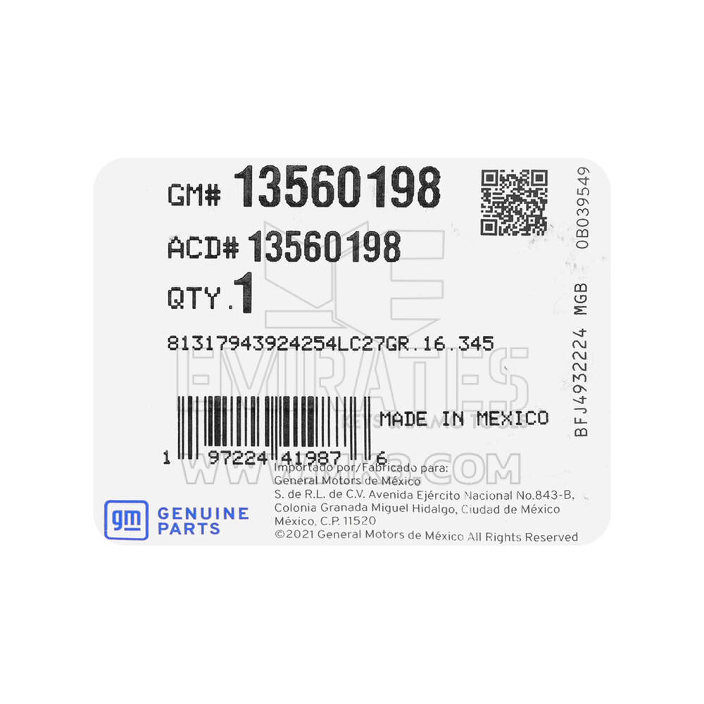 New Chevrolet Silverado 2023 Genuine / OEM Smart Remote Key 2+1 Buttons 433MHz OEM Part Number: 13560198 | Emirates Keys