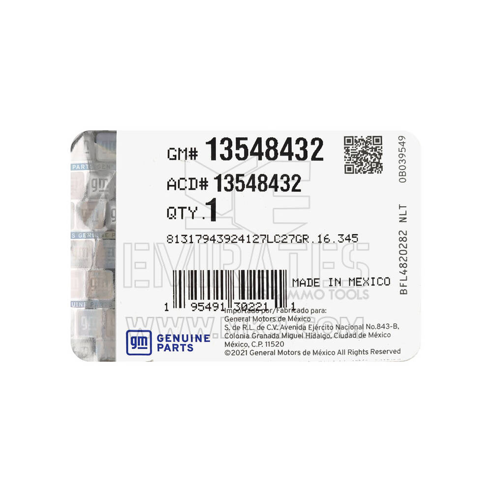 New Chevrolet Suburban Tahoe 2021-2024 Genuine / OEM Smart Remote Key 3+1 Buttons 433MHz OEM Part Number: 13548432  / 13541561 | Emirates Keys