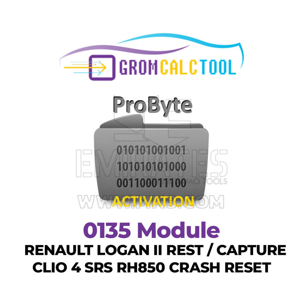 GromCalcTool 0135 Módulo Renault Logan II Rest / Capture / Clio 4 SRS RH850 Crash Reset