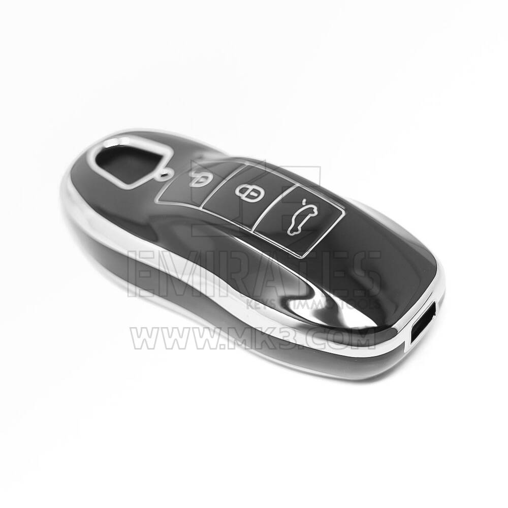 New Aftermarket Nano High Quality Cover For Porsche Remote Key 3 Button Black Color Silver Frame PSC-A11Y  | Emirates Keys