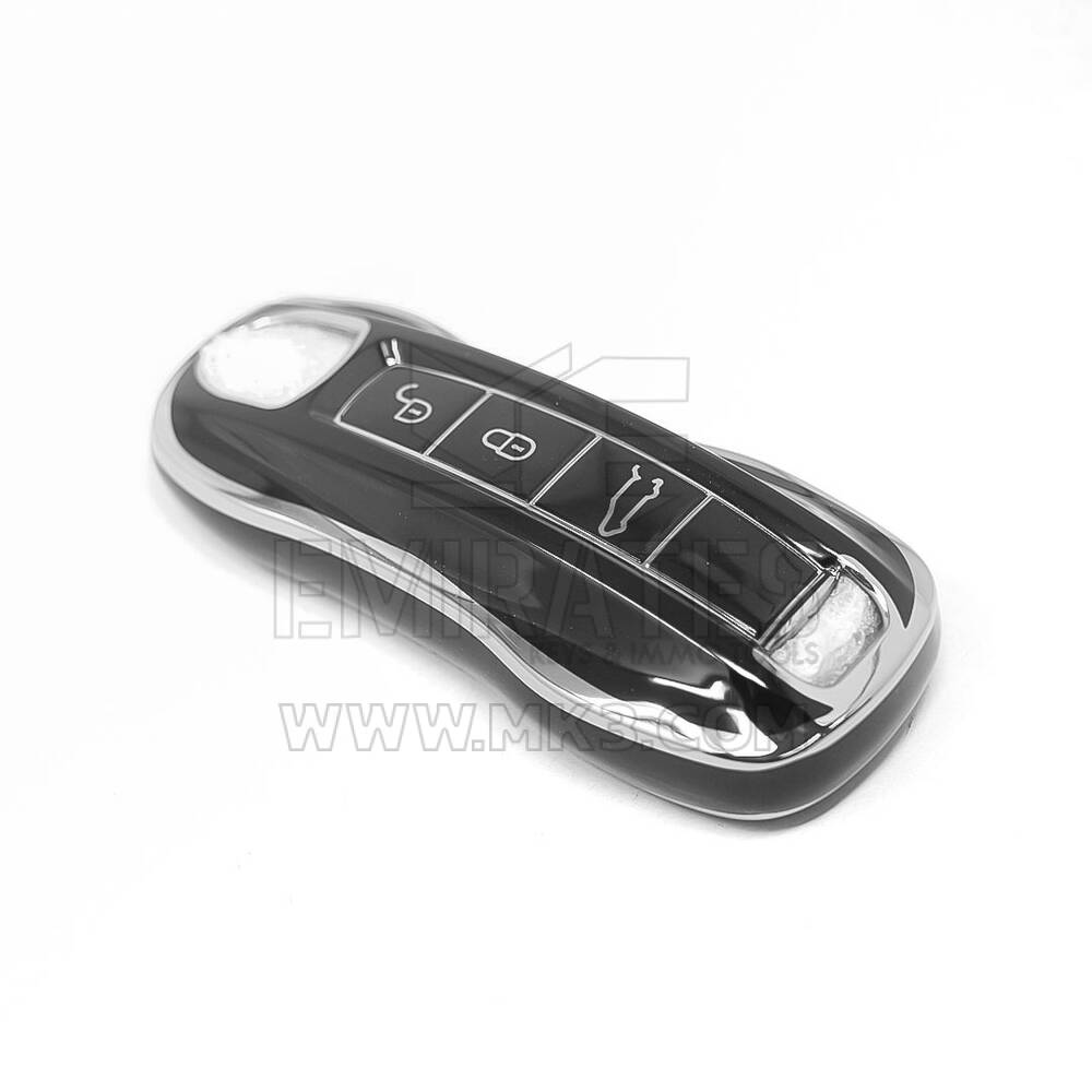 New Aftermarket Nano High Quality Cover For Porsche Remote Key 3 Button Black Color Silver Frame PSC-B11Y | Emirates Keys