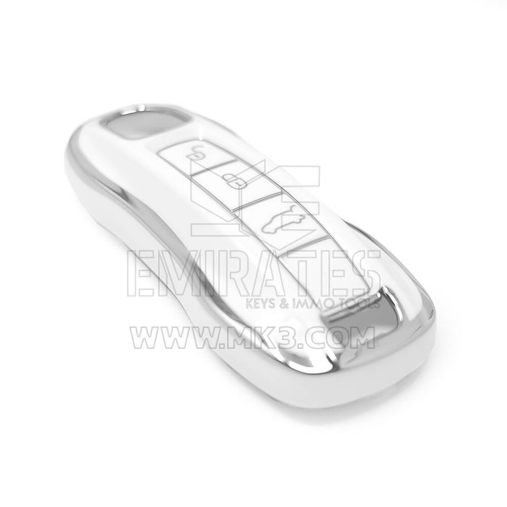 New Aftermarket Nano High Quality Cover For Porsche Remote Key 3 Button White Color Silver Frame PSC-B11Y | Emirates Keys