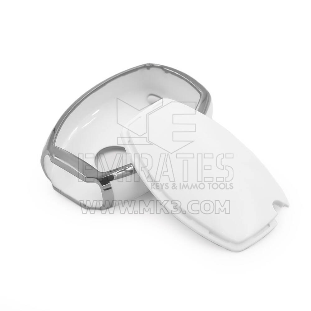 غطاء نانو عالي الجودة جديد ما بعد البيع لمفتاح ريموت مرسيدس بنز A11Y3 بثلاثة أزرار، لون أبيض، إطار فضي | مفاتيح الإمارات