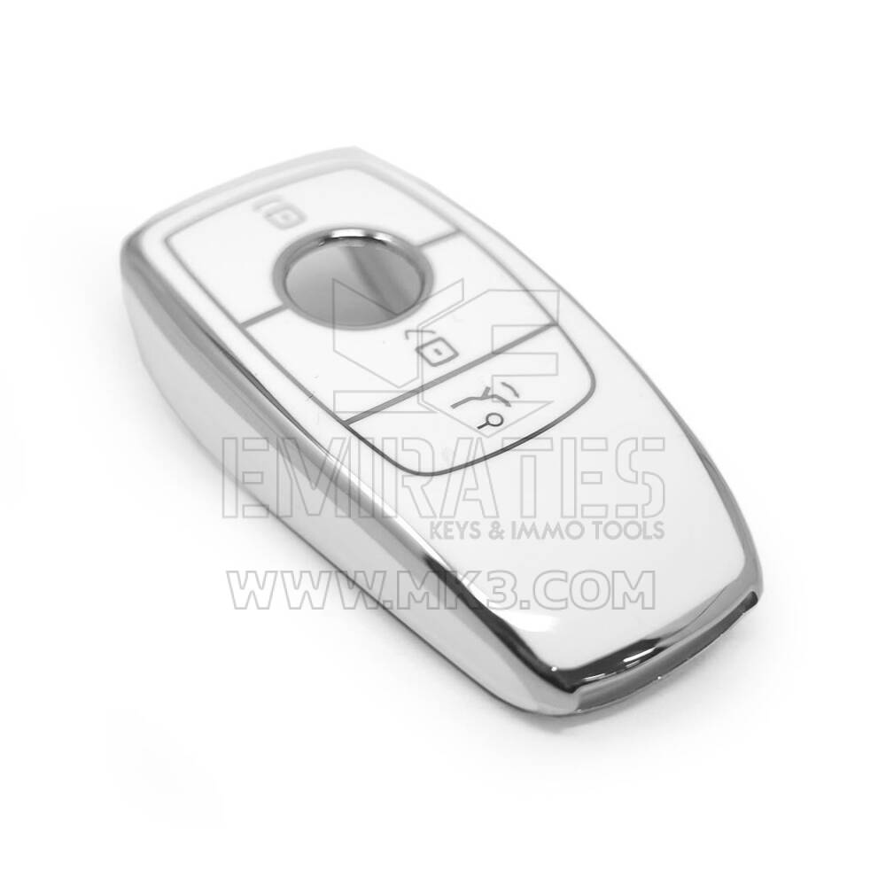 New Aftermarket Nano High Quality Cover For Mercedes Remote Key 3 Button White Color Silver Frame Benz-B11Y3 | Emirates Keys