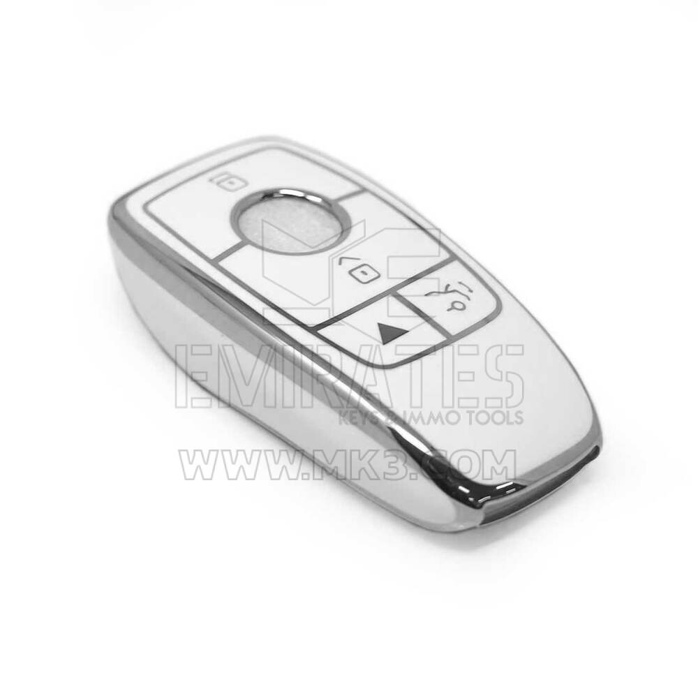 New Aftermarket Nano High Quality Cover For Mercedes Remote Key 4 Button White Color Silver Frame Benz-B11Y4 | Emirates Keys