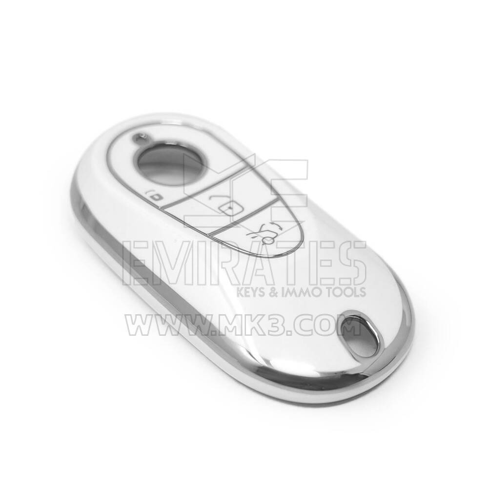 New Aftermarket Nano High Quality Cover For Mercedes Remote Key 3 Button White Color Silver Frame Benz-C11Y | Emirates Keys