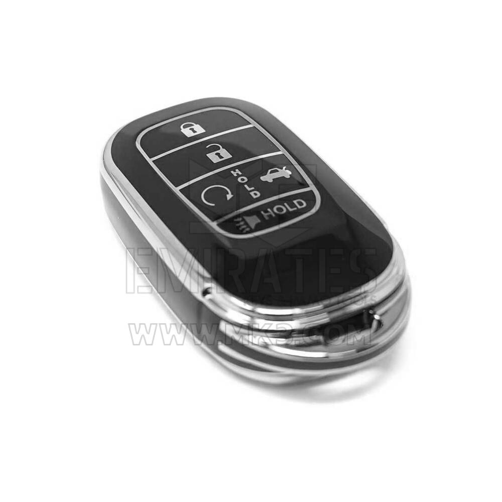 Coque Nano de rechange de haute qualité pour clé télécommande Honda 5 boutons, noire, cadre argenté, HD-G11Y5 | Emirates Keys