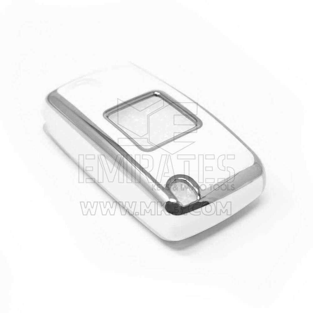 New Aftermarket Nano High Quality Cover For Peugeot Remote Key 2 Button White Color Silver Frame PG-D11Y2 | Emirates Keys