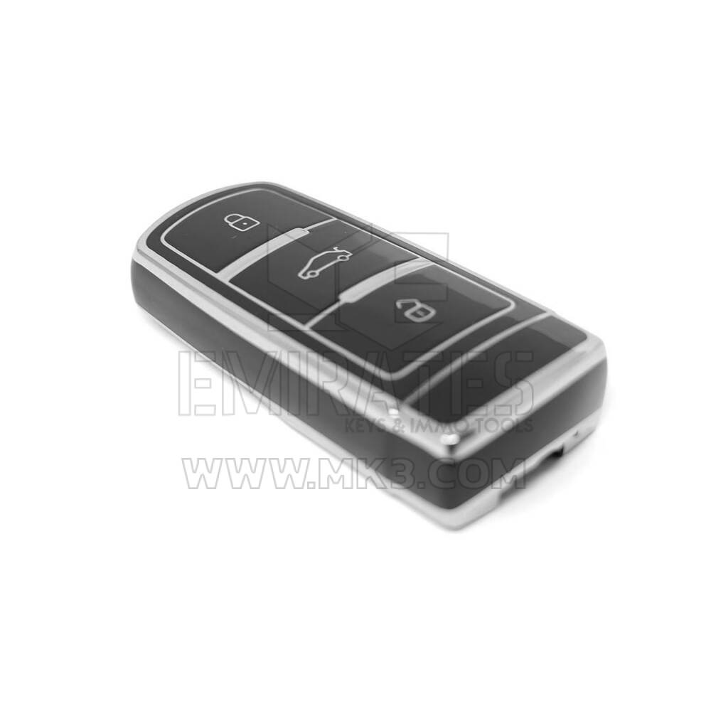 Coque Nano de rechange de haute qualité pour clé télécommande Volkswagen 3 boutons, noire, cadre argenté, VW-C11Y | Emirates Keys