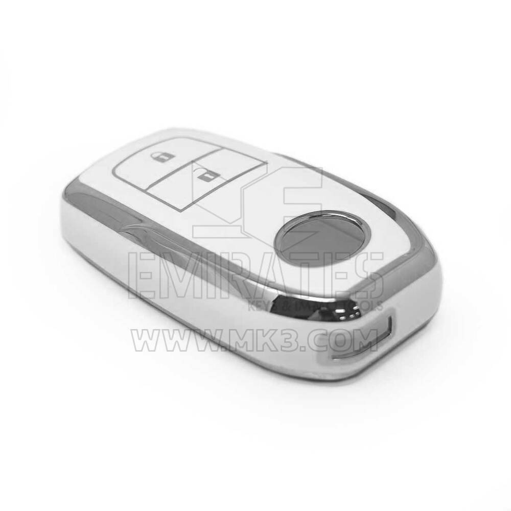 Новый высококачественный чехол для дистанционного ключа Toyota Nano с 2 кнопками, белый цвет, серебристая рамка TYT-A11Y2 | Emirates Keys