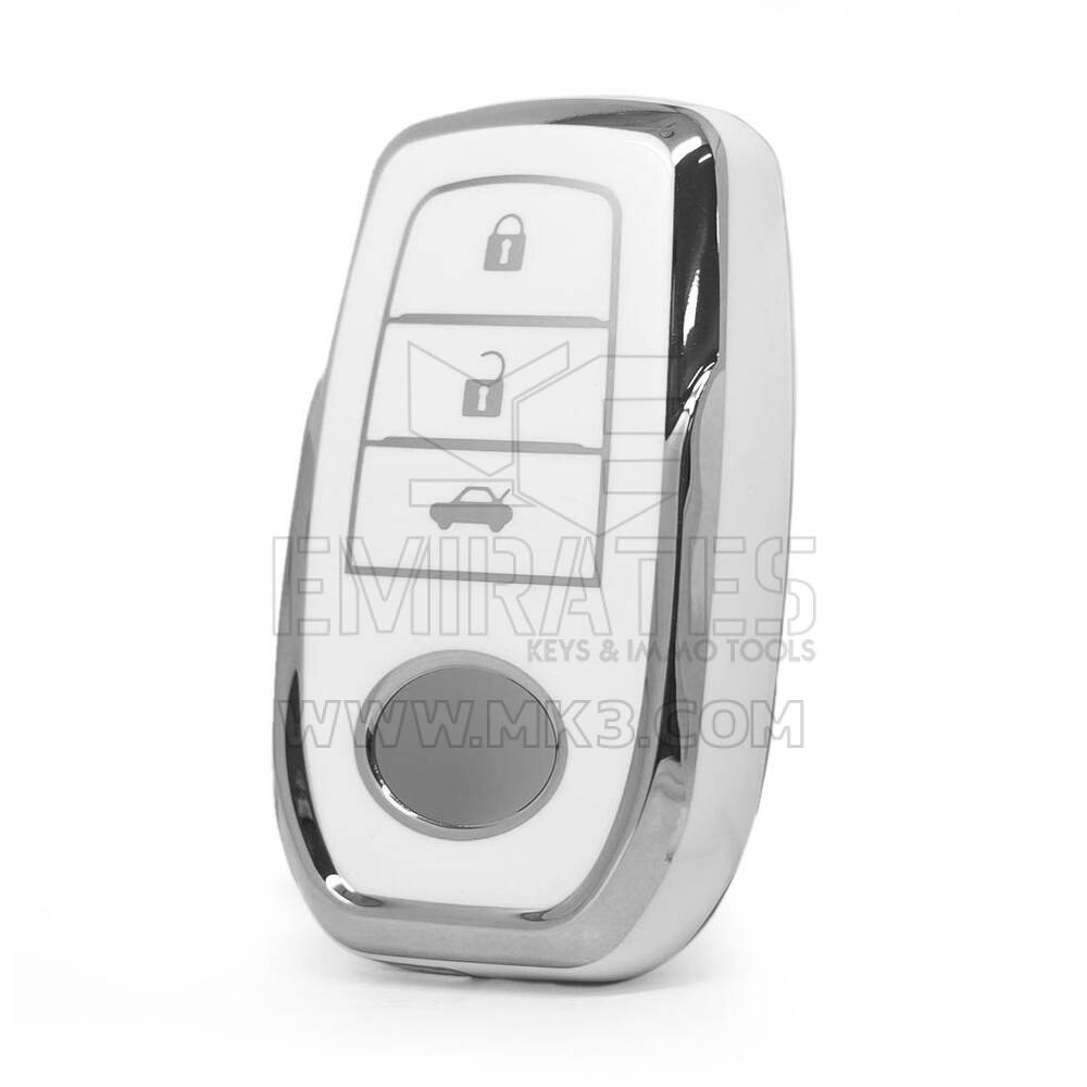 Nano High Quality Cover For Toyota Remote Key 3 Button White Color Silver Frame TYT-A11Y3