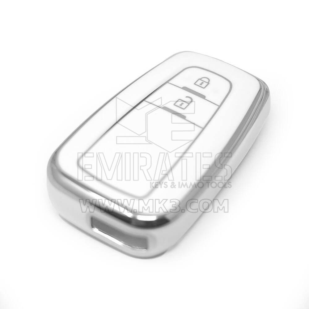 Новый высококачественный чехол для дистанционного ключа Toyota Nano с 2 кнопками, белый цвет, серебристая рамка TYT-B11Y2 | Emirates Keys