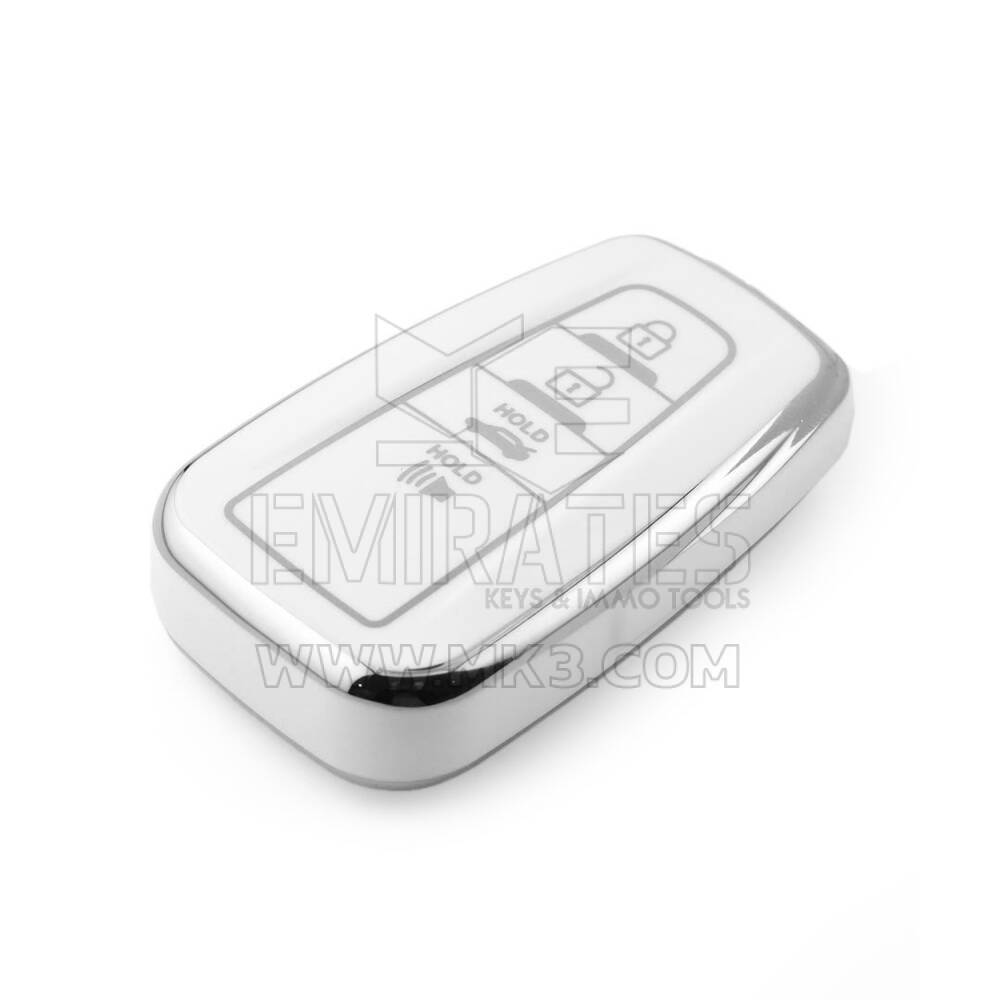 New Aftermarket Nano High Quality Cover For Toyota Remote Key 4 Button White Color Silver Frame TYT-B11Y4 | Emirates Keys