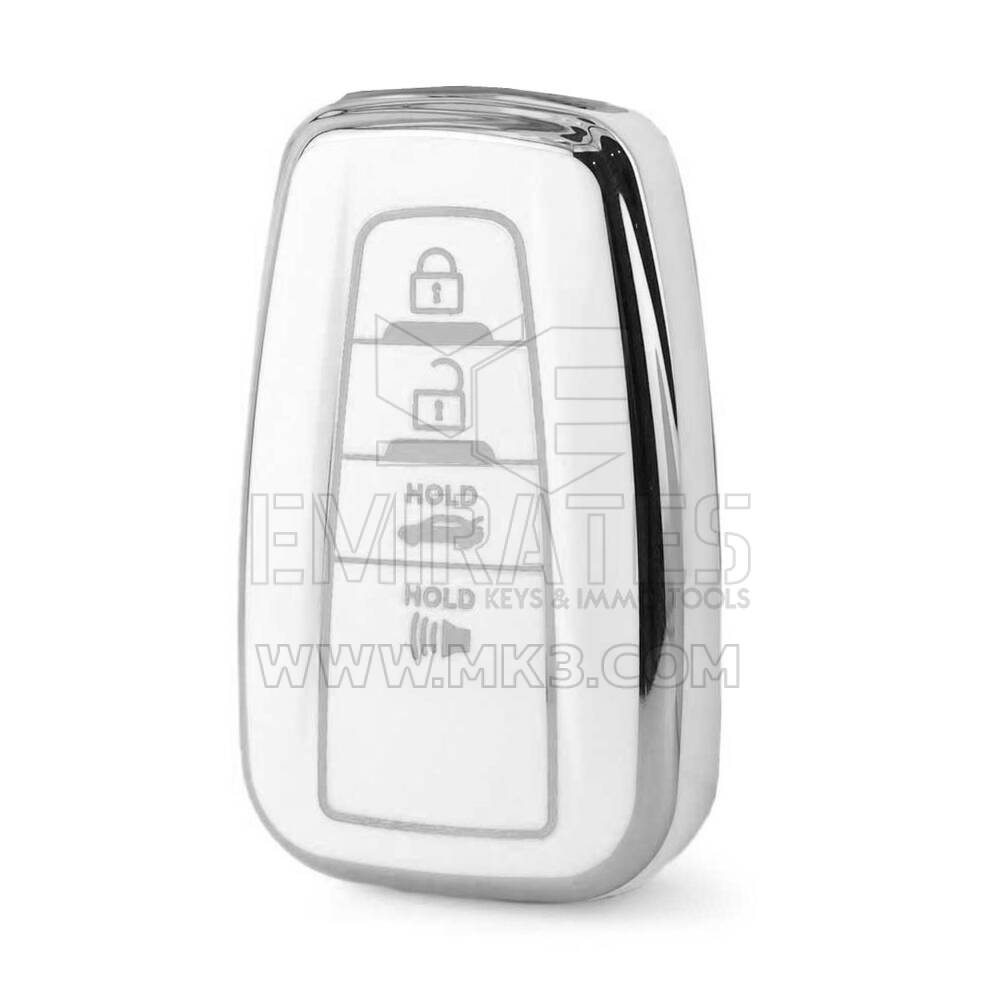 Nano High Quality Cover For Toyota Remote Key 4 Button White Color Silver Frame TYT-B11Y4