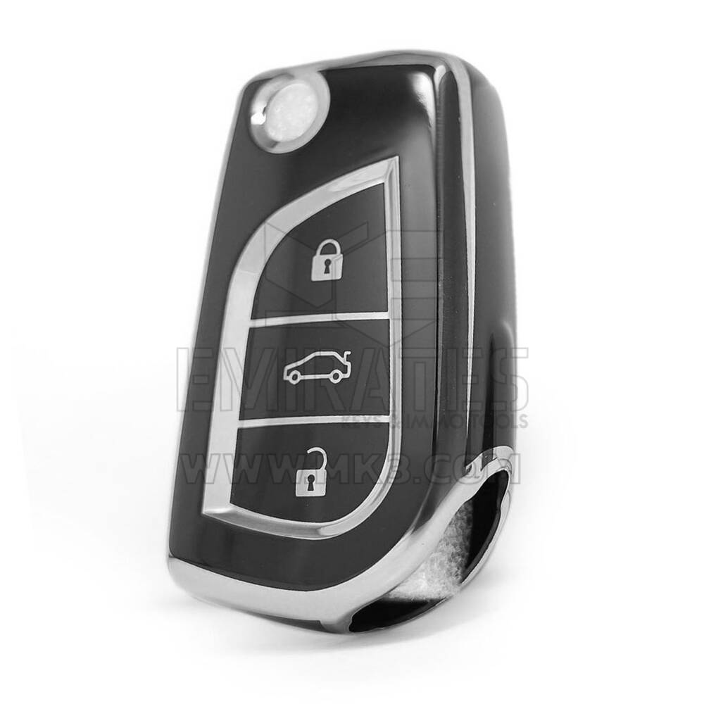 Nano High Quality Cover For Toyota Remote Key 3 Button Black Color Silver Frame TYT-C11Y3
