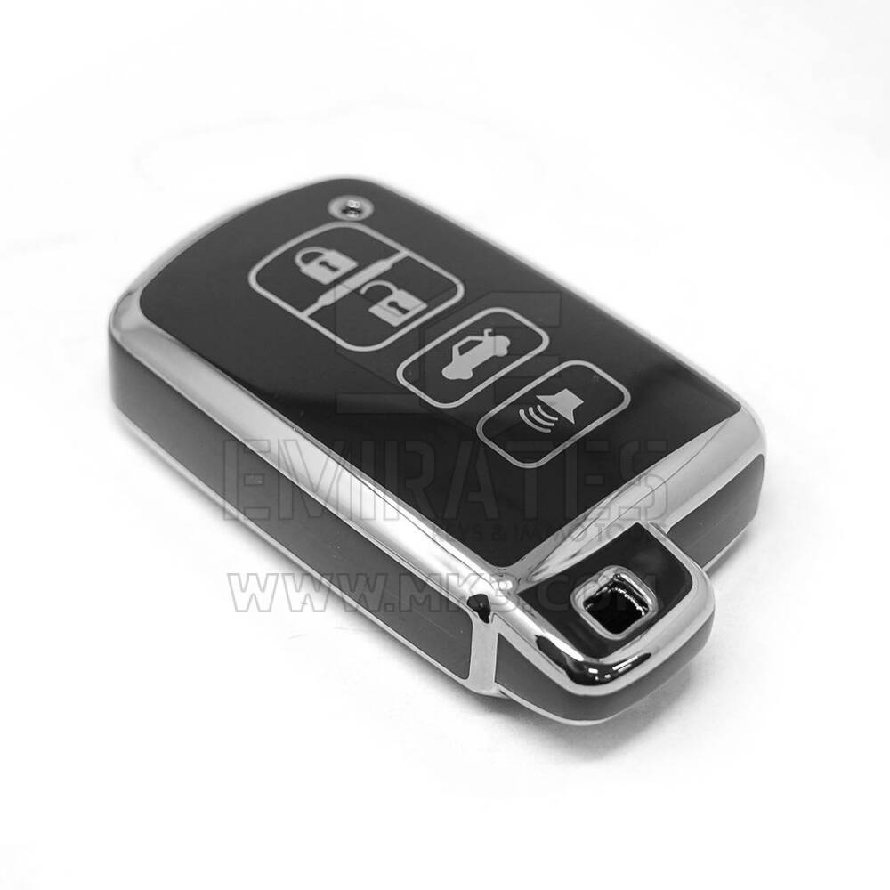 New Aftermarket Nano High Quality Cover For Toyota Remote Key 4 Button Black Color Silver Frame TYT-D11Y4 | Emirates Keys