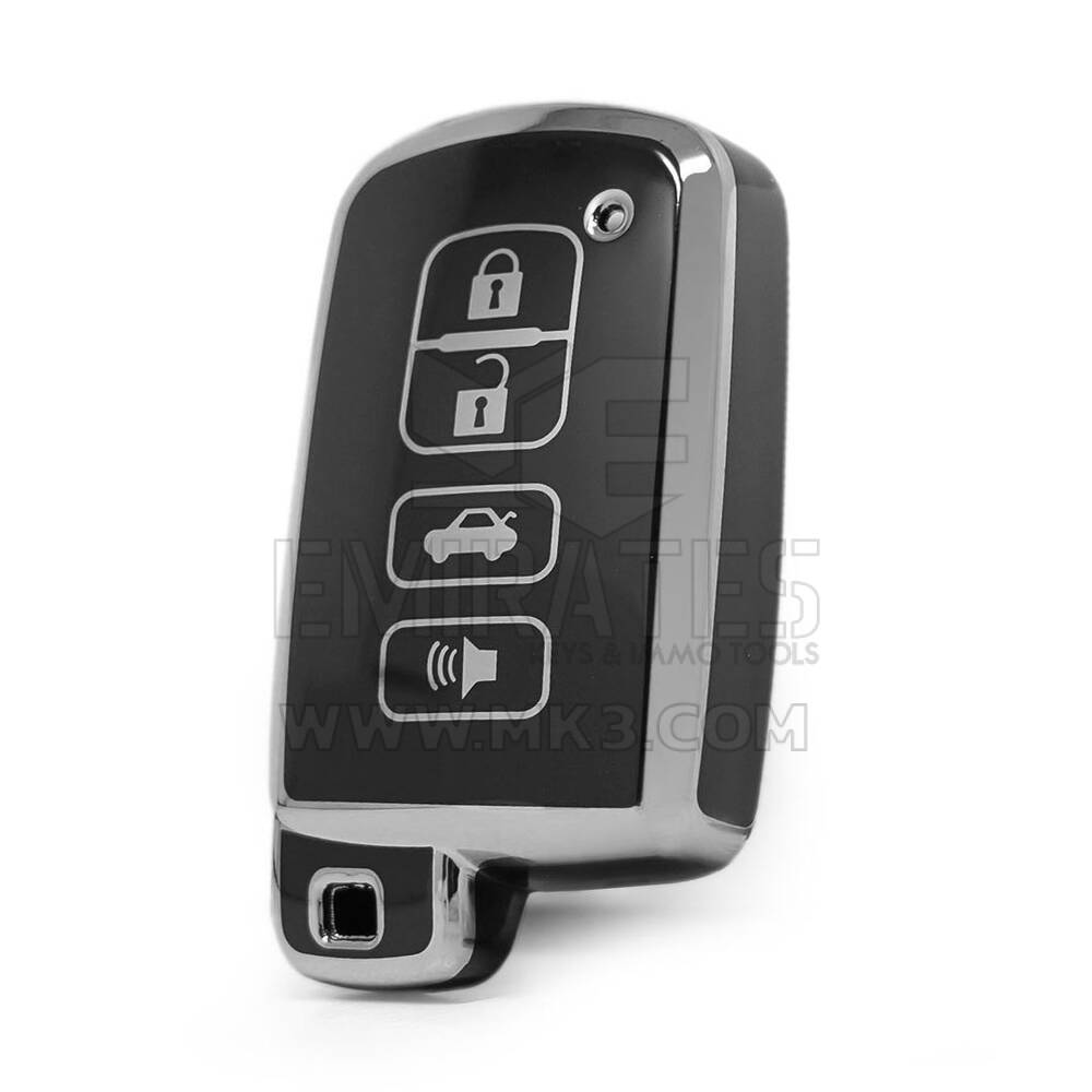 Nano High Quality Cover For Toyota Remote Key 4 Button Black Color Silver Frame TYT-D11Y4