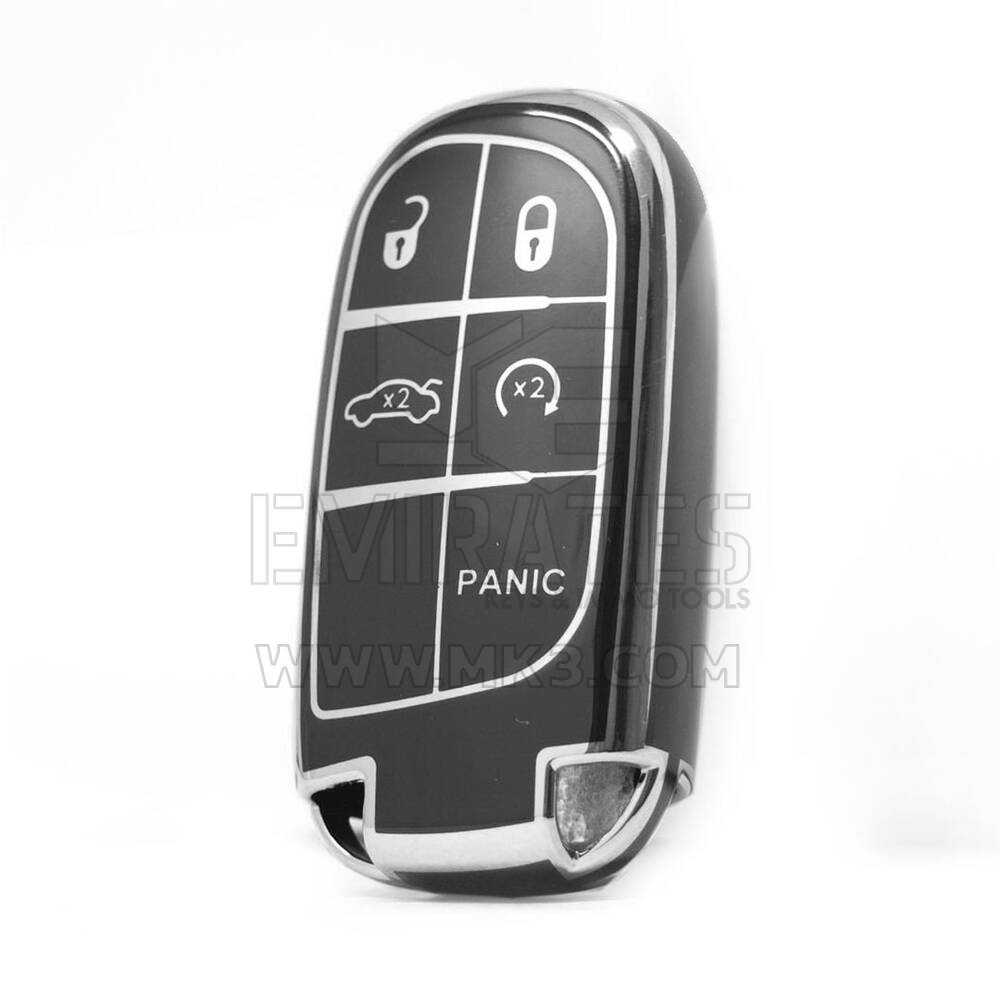 Cover di alta qualità nano per chiave telecomando Jeep 5 pulsanti colore nero cornice argento Jeep-B11Y5
