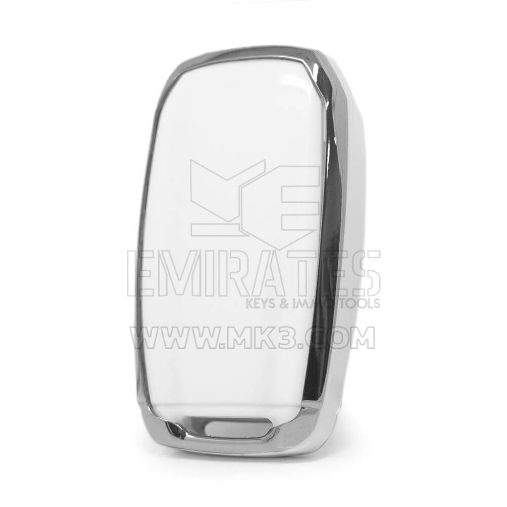 Cover nano per chiave telecomando Jeep a 4 pulsanti, colore bianco, cornice argentata Jeep-D11Y4 | MK3