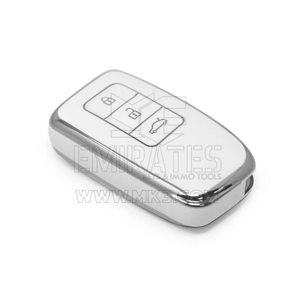 New Aftermarket Nano High Quality Cover For Lexus Remote Key 3 Button White Color Silver Frame LXS-A11Y3 | Emirates Keys