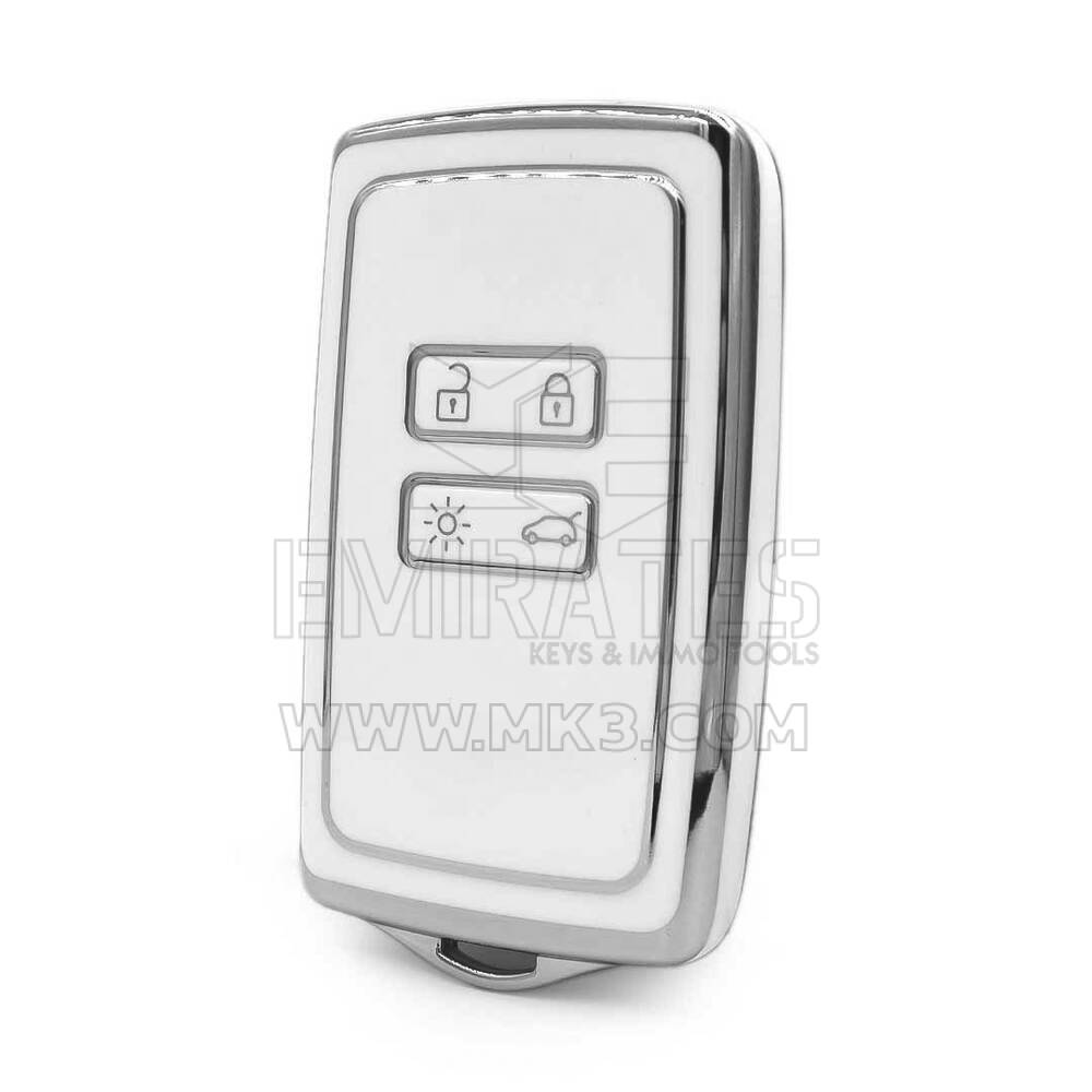 Nano High Quality Cover For Renault Remote Key 4 Button White Color Silver Frame RN-A11Y