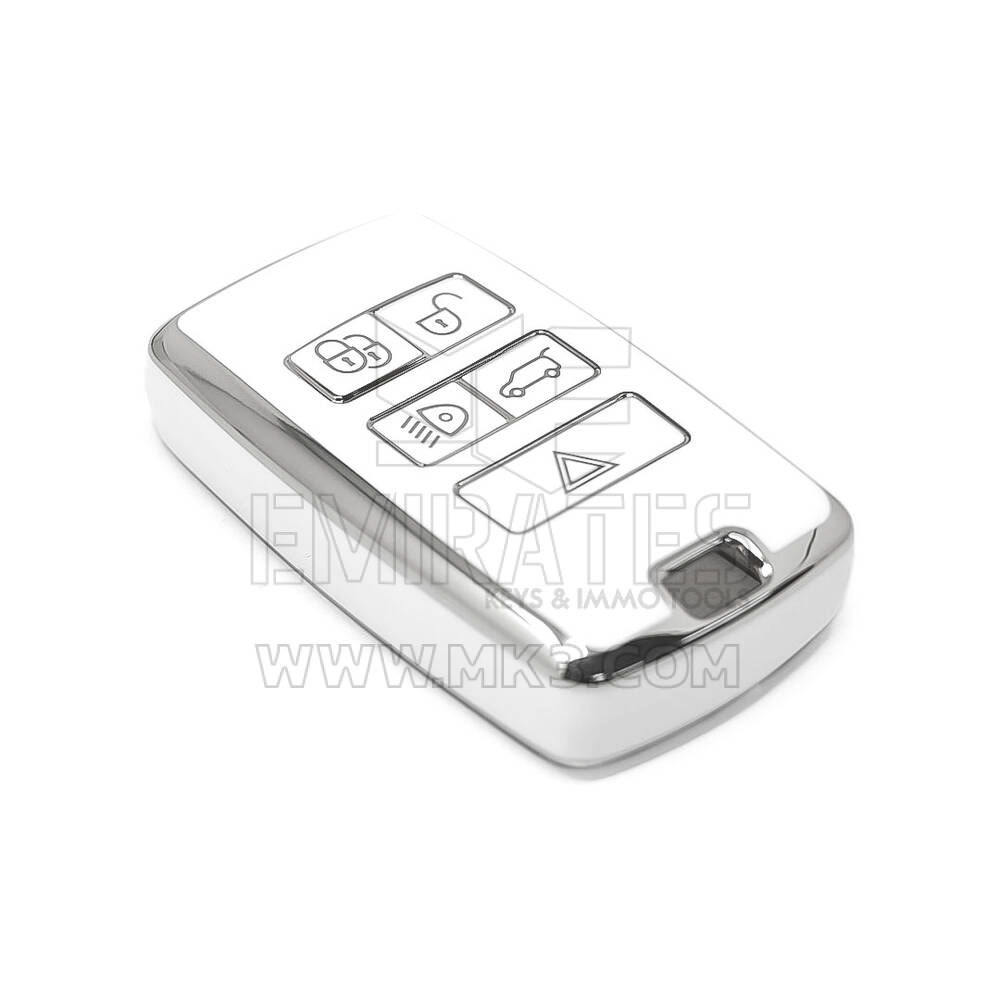 New Aftermarket Nano High Quality Cover For Land Rover Remote Key 5 Button White Color Silver Frame LR-B11Y | Emirates Keys