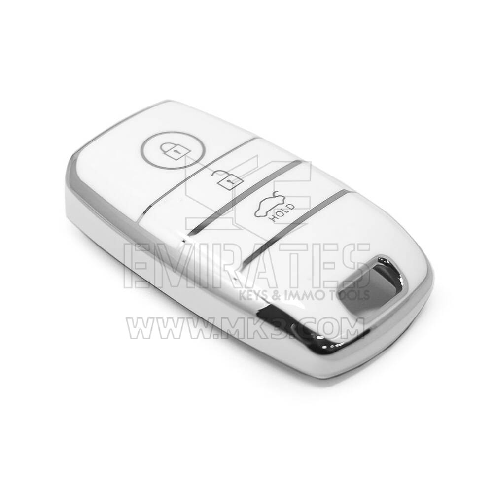 New Aftermarket Nano High Quality Cover For KIA Remote Key 3 Button White Color Silver Frame KIA-A11Y3 | Emirates Keys