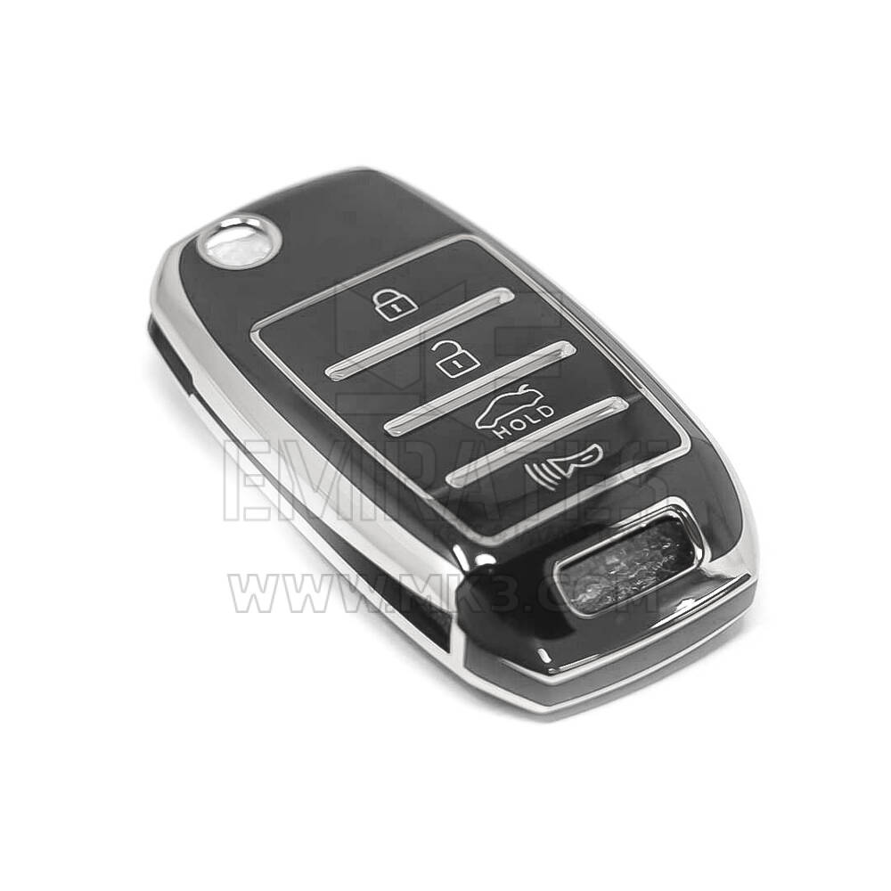 New Aftermarket Nano High Quality Cover For KIA Remote Key 4 Button Black Color Silver Frame KIA-B11Y4 | Emirates Keys