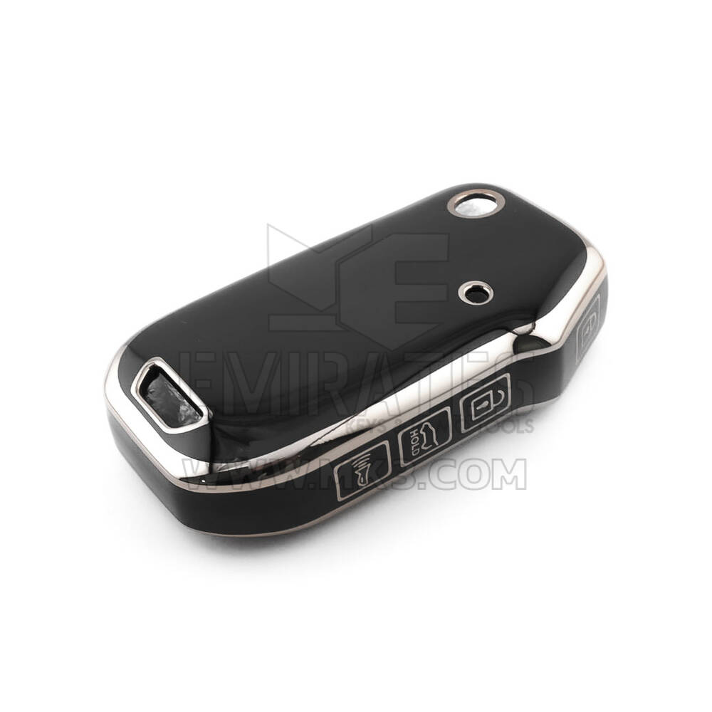 New Aftermarket Nano High Quality Cover For KIA Remote Key 4 Button Black Color Silver Frame KIA-T11Y4 | Emirates Keys