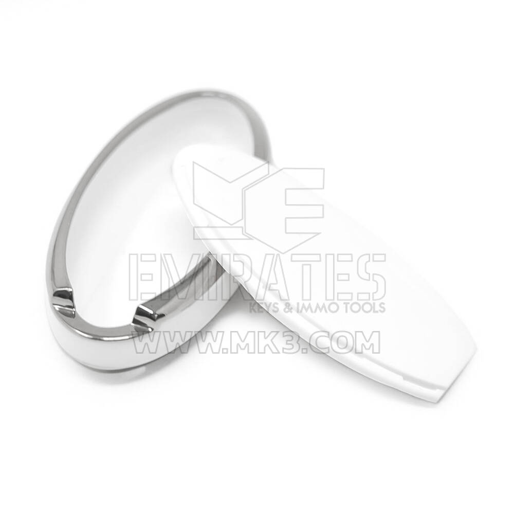 New Aftermarket Nano High Quality Cover For Nissan Remote Key 3 Button White Color Silver Frame NS-A11Y3A | Emirates Keys