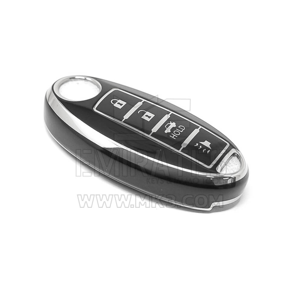 New Aftermarket Nano High Quality Cover For Nissan Remote Key 4 Button Black Color Silver Frame NS-A11Y4A | Emirates Keys