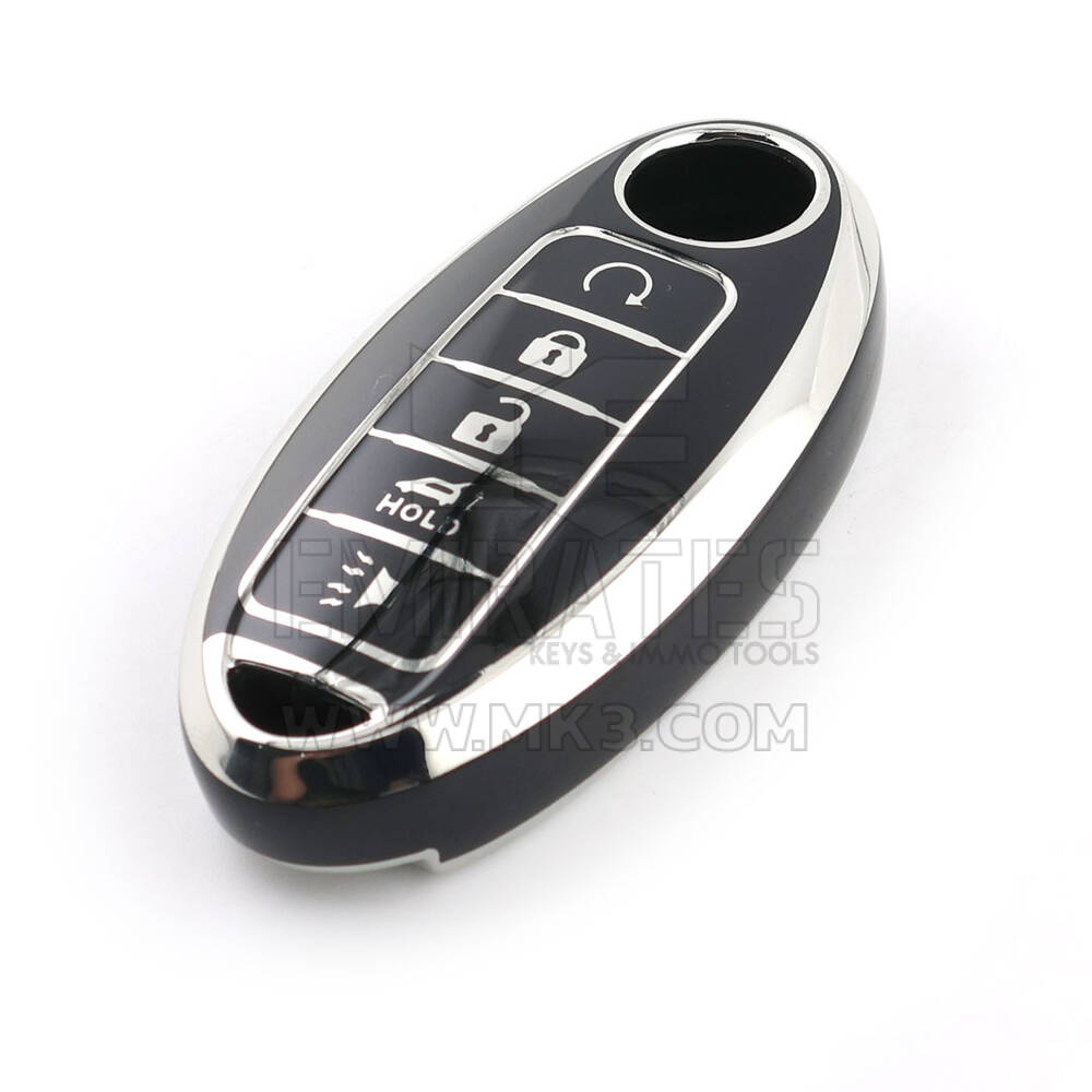 New Aftermarket Nano High Quality Cover For Nissan Remote Key 5 Button Black Color Silver Frame NS-A11Y5 | Emirates Keys