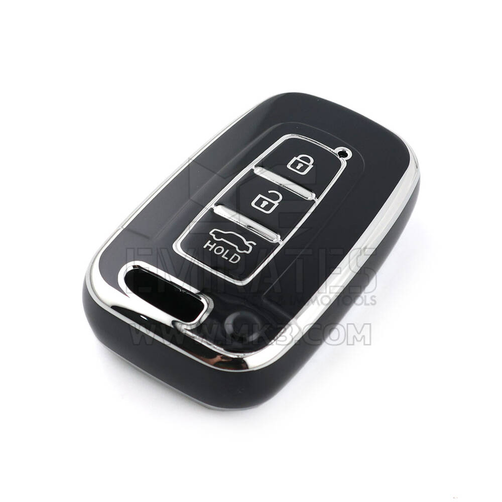 Новый высококачественный чехол Aftermarket Nano для дистанционного ключа Hyundai с 3 кнопками, черный цвет, серебристая рамка HY-G11Y3 | Emirates Keys