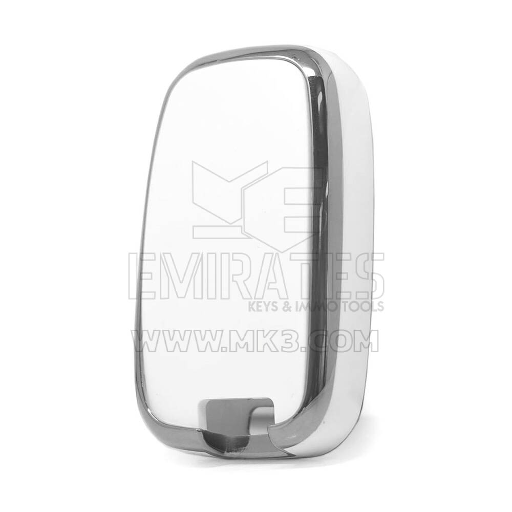 Чехол Nano для дистанционного ключа Hyundai с 4 кнопками, белый цвет, серебристая рамка HY-G11Y4 | MK3