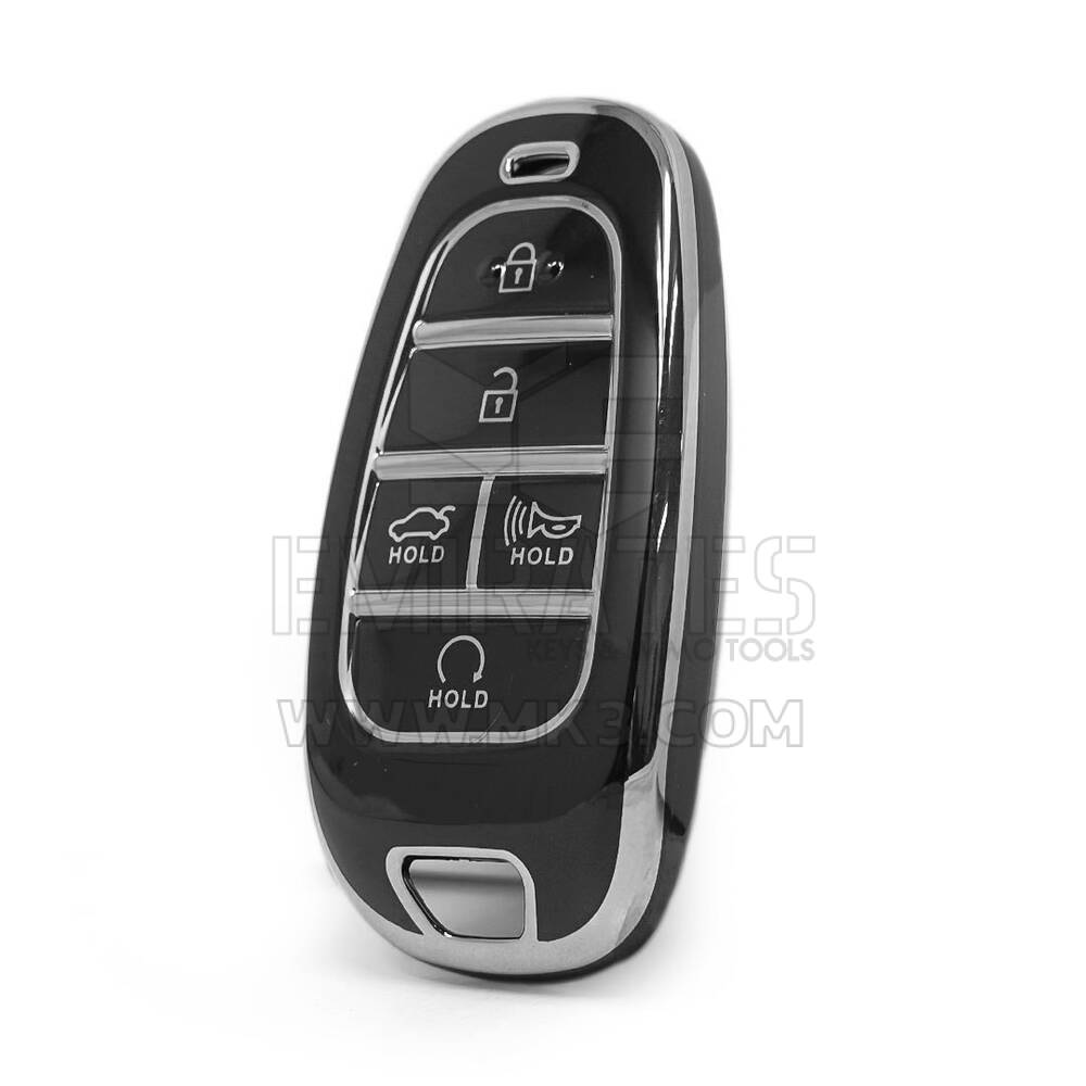 Nano High Quality Cover For Hyundai Remote Key 5 Button Black Color Silver Frame HY-H11Y5
