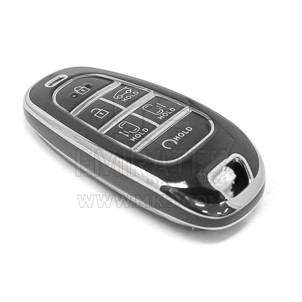 New Aftermarket Nano High Quality Cover For Hyundai Remote Key 6 Button Black Color Silver Frame HY-H11Y6A | Emirates Keys