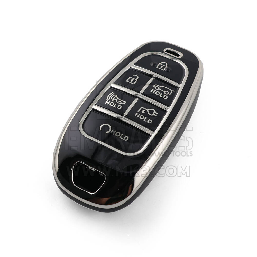 New Aftermarket Nano High Quality Cover For Hyundai Remote Key 6 Button Black Color Silver Frame HY-H11Y6B | Emirates Keys