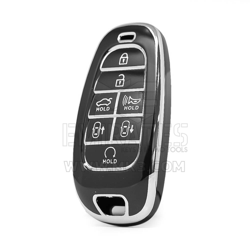 Nano High Quality Cover For Hyundai Remote Key 7 Button Black Color Silver Frame HY-H11Y7